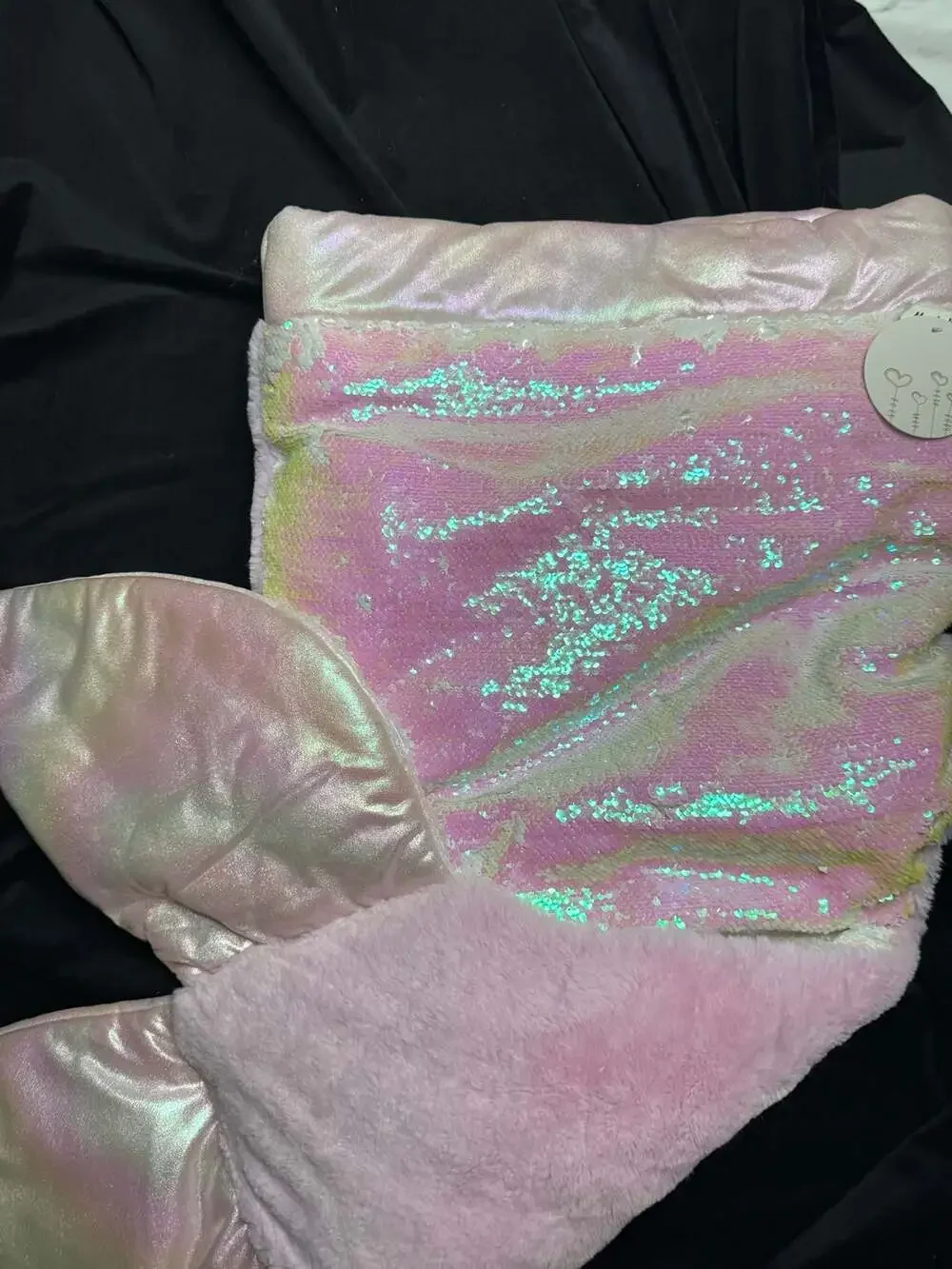 Iridescent Pastel Sequin Mermaid Tail Snuggle Blanket